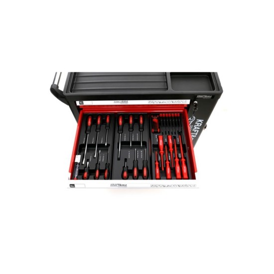 Pojízdný dílenský vozík se sadou nářadí 263ks, 6 polic KRAFT&DELE