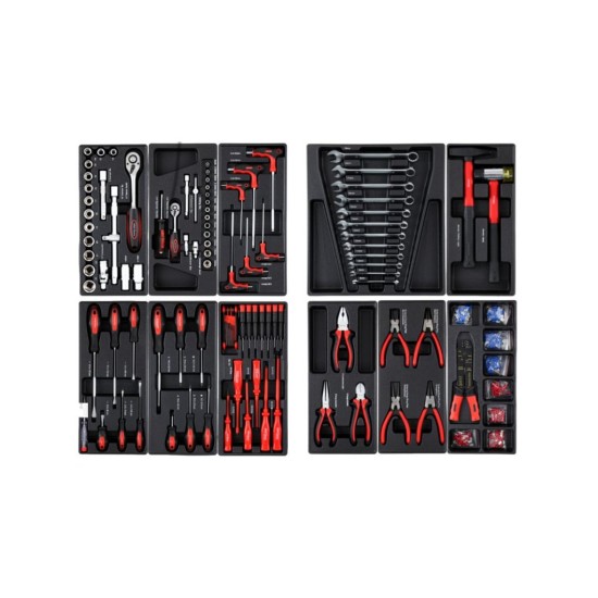 Pojízdný dílenský vozík se sadou nářadí 263ks, 6 polic KRAFT&DELE