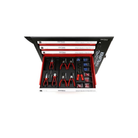 Pojízdný dílenský vozík se sadou nářadí 263ks, 6 polic KRAFT&DELE