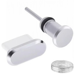 Ochranné krytky 2 ks pre porty USB-C a AUX, strieborné