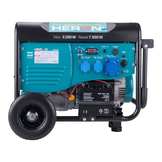Plynový a benzínový generátor (LPG/NG), 17HP/8,2kW, elektrický štartér, pripravený na ATS, podvozok HERON