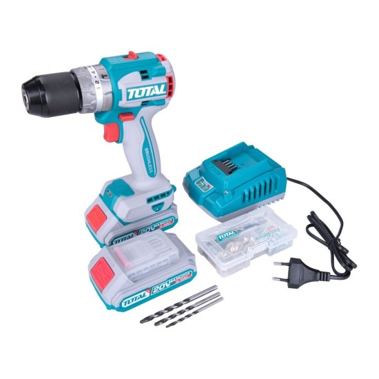 Aku vrtací šroubovák s příklepem, brushless, 20V Li-ion (2x), industrial TOTAL Aku vrtací šroubovák s příklepem, brushless, 20V Li-ion (2x), industrial TOTAL
