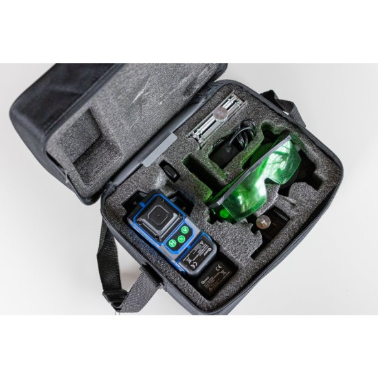 Cross Line Laser 360°, samonivelačný, 4D, zelený, 2x Li-ion, kryt, príslušenstvo - GEKO Cross Line Laser 360°, samonivelačný, 4D, zelený, 2x Li-ion, kryt, príslušenstvo - GEKO