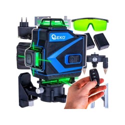 Cross Line Laser 360°, samonivelačný, 4D, zelený, 2x Li-ion, kryt, príslušenstvo - GEKO