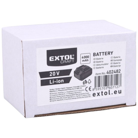 Akumulátor batérie, Li-ion, 20 V, 4 Ah - EXTOL ENERGY Akumulátor batérie, Li-ion, 20 V, 4 Ah - EXTOL ENERGY