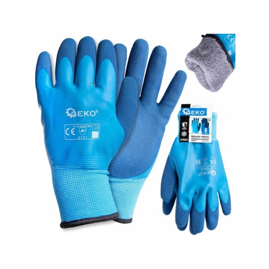 Nepremokavé, zimné pracovné rukavice, bavlna - latex, veľkosť 8 - GEKO Nepremokavé, zimné pracovné rukavice, bavlna - latex, veľkosť 8 - GEKO