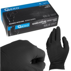 Nitrilové rukavice Solid Grip 3D, pevné, odolné voči chemikáliám, 50 ks, čierne, veľkosť XL - GEKO