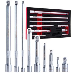 Predlžovacie nástavce 1/4", 3/8", 1/2", CrV, sada 9 ks - TVARDY
