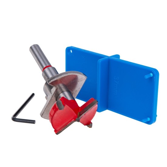 Šablóna pre montáž pántov s 35 mm zahĺbením (frézou) s nastaviteľným dorazom - GEKO Šablóna pre montáž pántov s 35 mm zahĺbením (frézou) s nastaviteľným dorazom - GEKO