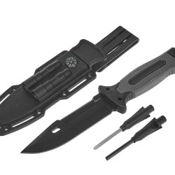 BLACK SURVIVAL SERIES taktický nôž, 275/135 mm s puzdrom - GEKO BLACK SURVIVAL SERIES taktický nôž, 275/135 mm s puzdrom - GEKO