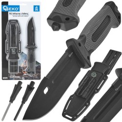 BLACK SURVIVAL SERIES taktický nôž, 275/135 mm s puzdrom - GEKO BLACK SURVIVAL SERIES taktický nôž, 275/135 mm s puzdrom - GEKO