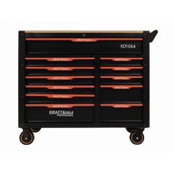 Dílenská pojízdná skříňka, 12 zásuvek, dřevěná deska - KRAFT&DELE