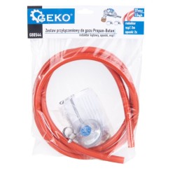 Sada na pripojenie propánovej plynovej fľaše (regulátor uhla, svorky, hadica 2 m) - GEKO