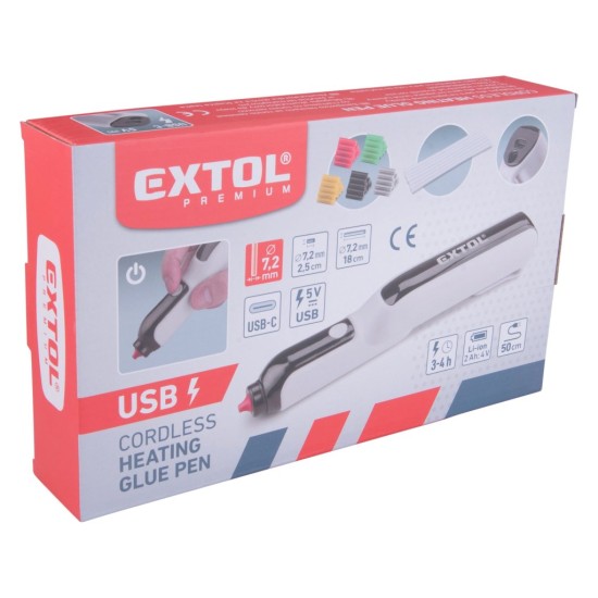 Bezdrôtové horúce lepiace pero, USB nabíjanie - EXTOL PREMIUM