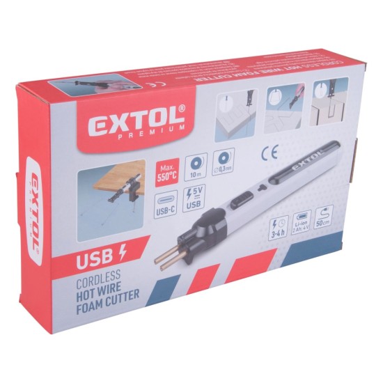Akumulátorová rezačka polystyrénu, odporová, USB nabíjanie - EXTOL PREMIUM