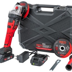 Aku úhlová bruska 125 mm, 2×Li-ion 21 V, 2000 mAh - RED TECHNIC