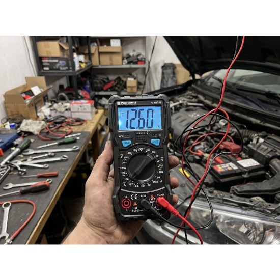 Digitální LCD multimetr, 600 V, 10 A - POWERMAT Digitální LCD multimetr, 600 V, 10 A - POWERMAT