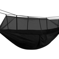 Houpací síť - hamaka s moskytiérou, 210×120 cm, 200 kg, černá Houpací síť - hamaka s moskytiérou, 210×120 cm, 200 kg, černá