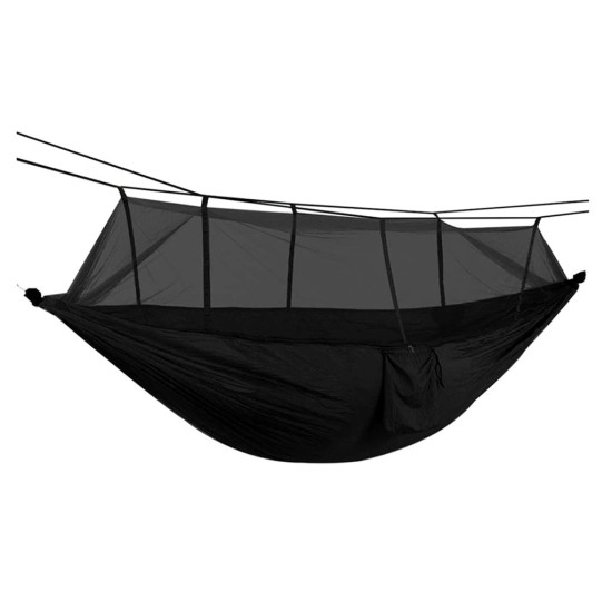 Houpací síť - hamaka s moskytiérou, 210×120 cm, 200 kg, černá Houpací síť - hamaka s moskytiérou, 210×120 cm, 200 kg, černá