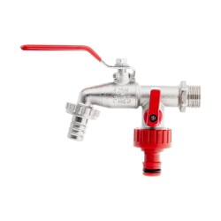 Ventil zahradní, vstup 1/2", výstup 2×3/4" + konektor pro rychlospojku a hadičník 1/2" - GEKO