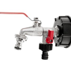 Sada pro IBC kontejner, redukce vnitřní závit S60×6 a zahradní ventil , vstup 1/2", výstup 2×3/4" - GEKO