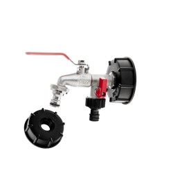 Sada pro IBC kontejner, redukce vnitřní závit S60×6 a zahradní ventil , vstup 1/2", výstup 2×3/4" - GEKO