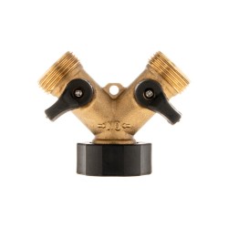 Rozdělovač na kohoutek 2-cestný, vnitřní závit 3/4", 2× vnější závit 3/4" s ventily - GEKO Rozdělovač na kohoutek 2-cestný, vnitřní závit 3/4", 2× vnější závit 3/4" s ventily - GEKO