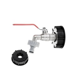 Sada pro IBC kontejner, redukce vnitřní závit S60×6 a zahradní ventil , vstup 3/4", výstup 1" - GEKO