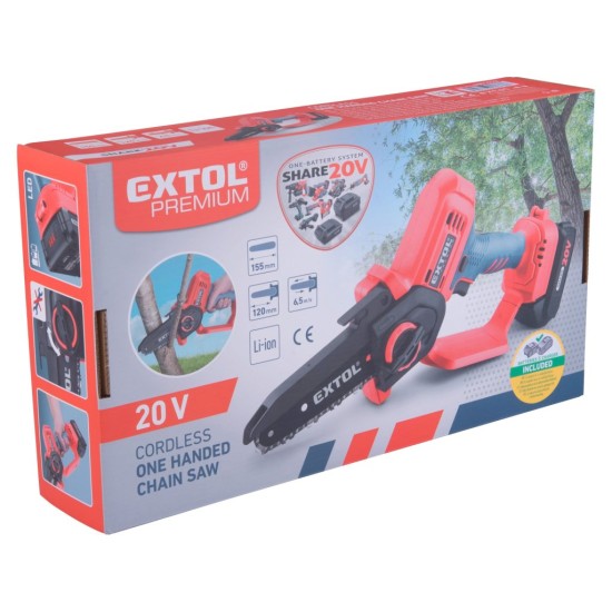 Pila řetězová aku jednoruční SHARE20V, 12 cm, bez baterie a nabíječky - EXTOL PREMIUM