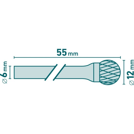 Fréza karbidová, kulová, ø 12 mm, stopka 6 mm - EXTOL INDUSTRIAL Fréza karbidová, kulová, ø 12 mm, stopka 6 mm - EXTOL INDUSTRIAL
