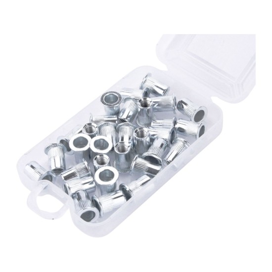 Nýtovací matice ocelové, sada 30 ks, M6x14 mm - FORTUM