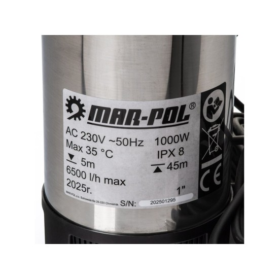 Ponorné tlakové čerpadlo 1000 W AQUASMART™ - MAR-POL Ponorné tlakové čerpadlo 1000 W AQUASMART™ - MAR-POL