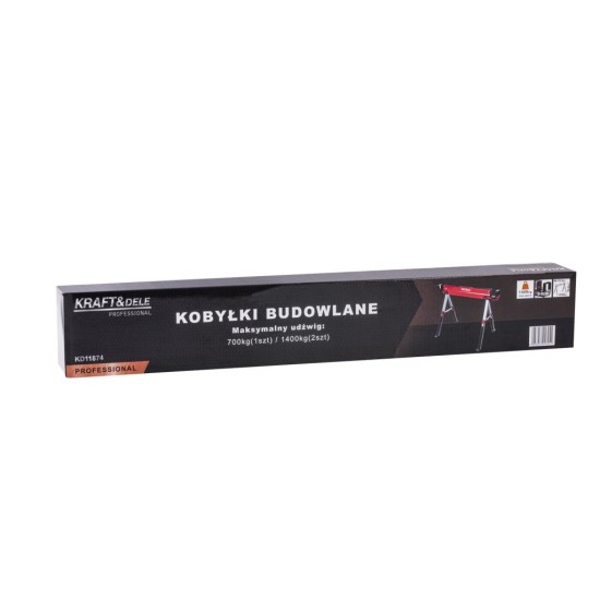 Skládací podpěra/koza s protiskluzem, nastavitelná výška 61,5–79 cm - KRAFT&DELE