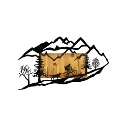 Dekorativní dřevěný nástěnný doplněk - jízda na kole v přírodě