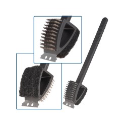 Drátěný kartáč 3v1 na čištění grilu, se škrabkou a houbičkou - GEKO Drátěný kartáč 3v1 na čištění grilu, se škrabkou a houbičkou - GEKO