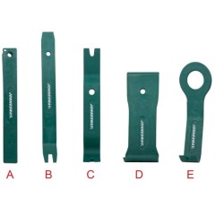 Sada nástrojů pro demontáž čalounění, lišt a příchytek, 5 ks - JONNESWAY Sada nástrojů pro demontáž čalounění, lišt a příchytek, 5 ks - JONNESWAY