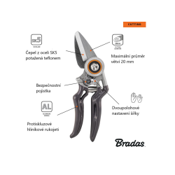 Zahradní nůžky KT-V1041, podávací ostří, ocel SK5, ALU - V-SERIES - BRADAS Zahradní nůžky KT-V1041, podávací ostří, ocel SK5, ALU - V-SERIES - BRADAS