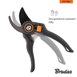 Zahradní nůžky KT-V1029, podávací ostří, ocel SK5 - V-SERIES - BRADAS