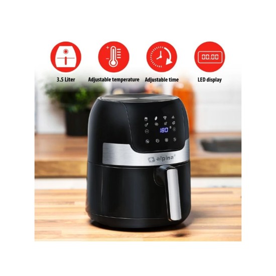 Horkovzdušná fritéza s digitálním displejem 3,5 l, 1400 W - ALPINA Horkovzdušná fritéza s digitálním displejem 3,5 l, 1400 W - ALPINA