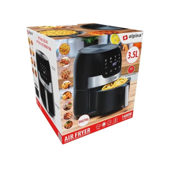 Horkovzdušná fritéza s digitálním displejem 3,5 l, 1400 W - ALPINA Horkovzdušná fritéza s digitálním displejem 3,5 l, 1400 W - ALPINA