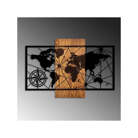 Dekorativní dřevěný nástěnný doplněk - mapa světa