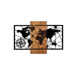 Dekorativní dřevěný nástěnný doplněk - mapa světa
