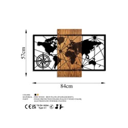 Dekorativní dřevěný nástěnný doplněk - mapa světa