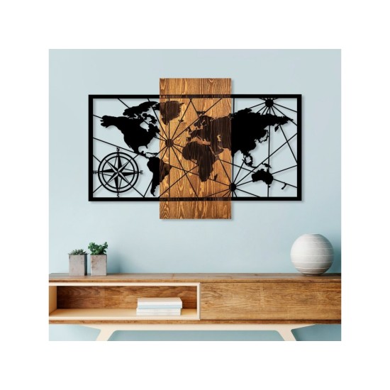 Dekorativní dřevěný nástěnný doplněk - mapa světa