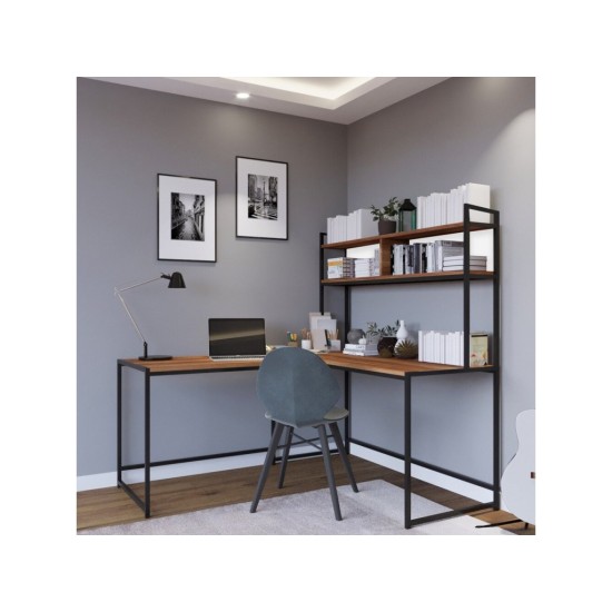 Rohový psací stůl - Hanah Home Study Desk L203 Walnut Rohový psací stůl - Hanah Home Study Desk L203 Walnut