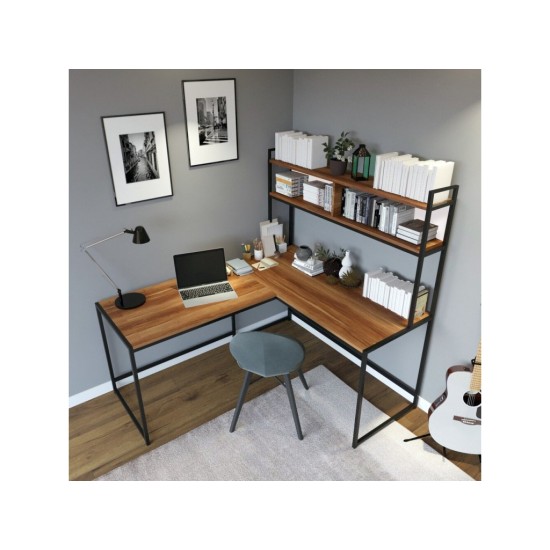 Rohový psací stůl - Hanah Home Study Desk L203 Walnut Rohový psací stůl - Hanah Home Study Desk L203 Walnut