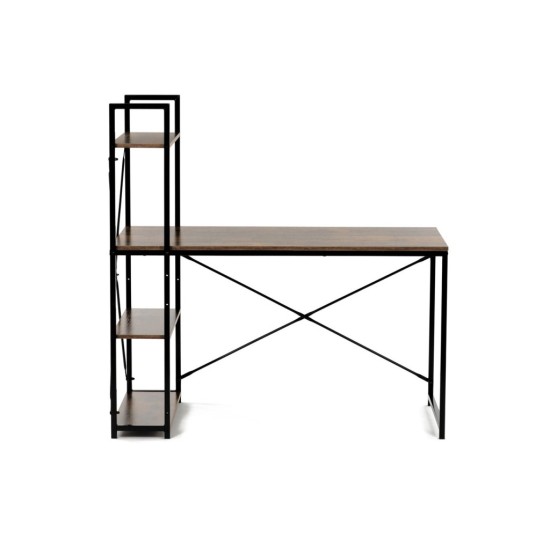 Stůl pracovní s regálem GD-520 OLW, MDF, dekor staré dřevo, černý kov - AUTRONIC Stůl pracovní s regálem GD-520 OLW, MDF, dekor staré dřevo, černý kov - AUTRONIC