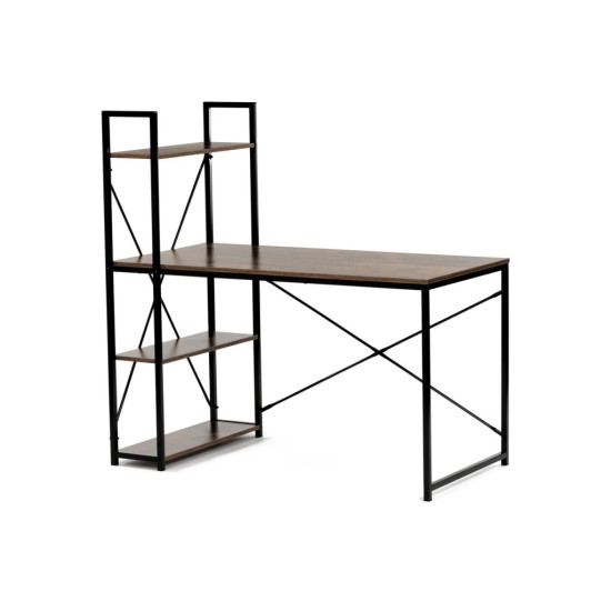 Stůl pracovní s regálem GD-520 OLW, MDF, dekor staré dřevo, černý kov - AUTRONIC Stůl pracovní s regálem GD-520 OLW, MDF, dekor staré dřevo, černý kov - AUTRONIC