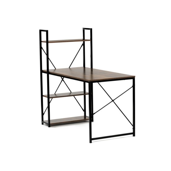Stůl pracovní s regálem GD-520 OLW, MDF, dekor staré dřevo, černý kov - AUTRONIC Stůl pracovní s regálem GD-520 OLW, MDF, dekor staré dřevo, černý kov - AUTRONIC