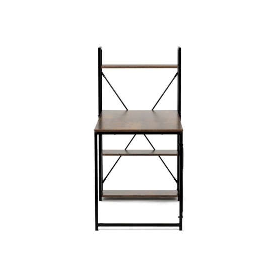 Stůl pracovní s regálem GD-520 OLW, MDF, dekor staré dřevo, černý kov - AUTRONIC Stůl pracovní s regálem GD-520 OLW, MDF, dekor staré dřevo, černý kov - AUTRONIC
